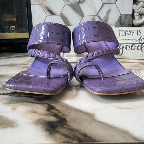 Camssoo Women’s Purple Croc Embossed Heels Size 41 Lucite Heel Toe Ring Slip On - Picture 8 of 9